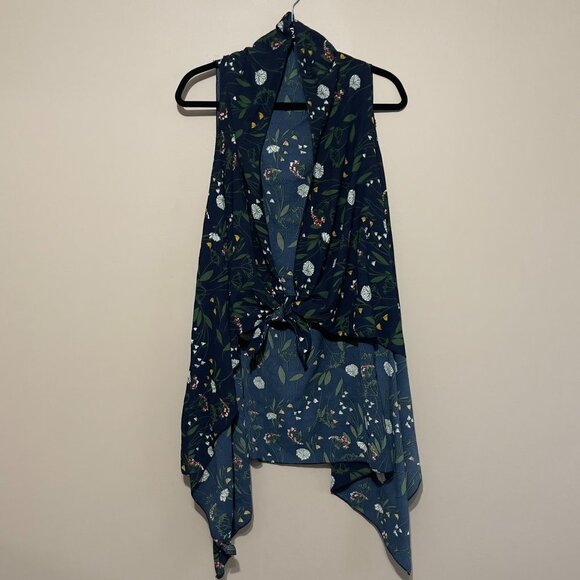 Blue Flowered Kimono Cardigan - One Size Fits Most - Picture 3 of 9